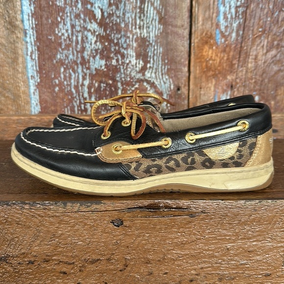 Sperry Top Sider Black Cheetah Print Loafer Size 8 - Picture 5 of 11